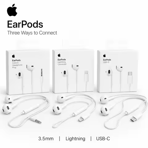 Official Apple EarPods Wired Earphones 3.5mm Lightning USB-C Connector with Mic Volume Control for i