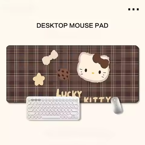Premium Quality Hello Kitty Cartoon Leather Mouse Pad Large Maillard Vintage Office Desk Pad Hello K