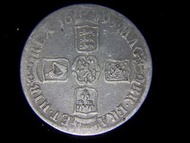 1695年英國(United Kingdom)皇家國徽四盾壹克郎(Silver Crown)大銀幣(英皇威廉三世King William III像,罕見)