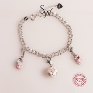 Silver Wish 925 Sterling White Gold Bracelet - Cute S925 Charms Bracelet