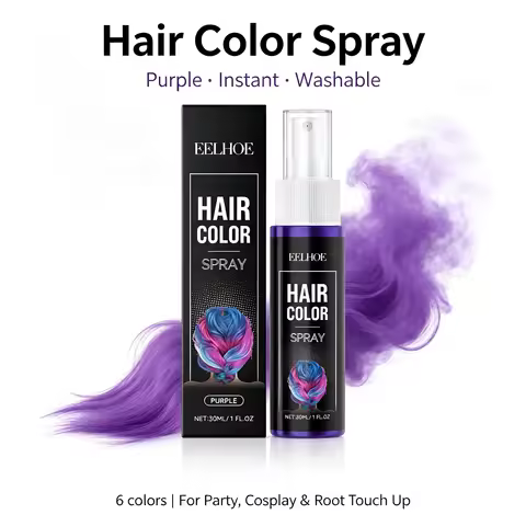Hair Color Spray Temporary Hair Dye Purple Instant Color Washable Party Cosplay Hair Styling Root To