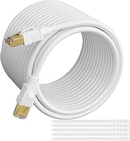 Elecan CAT 6E Cat 7 Ethernet Cable 50 Ft White, High-Speed Triple Shielded Internet Network Cable, S