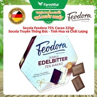 Feodora Dark Chocolate 75% Cocoa 225gr Paper Box - Traditional German Essence Quality