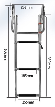 3 Step Telescoping Ladder Sliding Folding Boat Accessories Stainless Boat Boarding Swimming Launchin