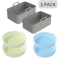 2Pack Silicone Air Fryers Oven Baking Tray Pizza Fried Chicken Airfryer Silicone Basket Reusable Airfryer Pan Liner Accessories-Giers