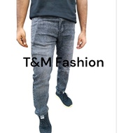 Seluar Lelaki Slack Denim Acid Dark Grey. 95% cotton 5% Spandex