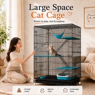 Cat Cage 4 Layer With Wheels Foldable Large Space Pet House Heavy Duty For Cats And Small Pets