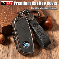 [Mr.Key] Metal Key Case For BMW New 330i 530i I5 IX1 X1 X5 840I 740Li IX I7 X6 X7 Leather Key Cover