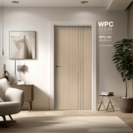 Global House WELLINGTAN ประตู WPC บานทึบเซาะร่องดำ WPC-03 80x200ซม. Brown Walnut (ไม่เจาะ) รับประกัน