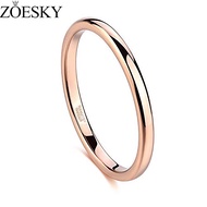 ZOESKY 2mm Tungsten Ring Rose Goldd Polished Engagement  for Women Wedding Bands Size 4-12