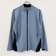 adidas CLIMALITE 全拉鍊夾克，淺藍色/黑色，L 碼，古著。