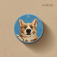 EMJOUR Double-Sided Embroidered Charm-Selfie Corgi | Pet Souvenir Gift Dog Key Ring Bag Accessories 
