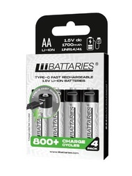 其他品牌 - LiiBATTARIES Type C 快充 鋰電充電池 -2A - 4粒