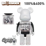 【Bang】現貨 Bearbrick 400%100% 黑白電鍍珠光千秋 積木熊潮玩