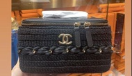 全新 Chanel 黑色織布併皮長盒子斜咩手袋 Bag