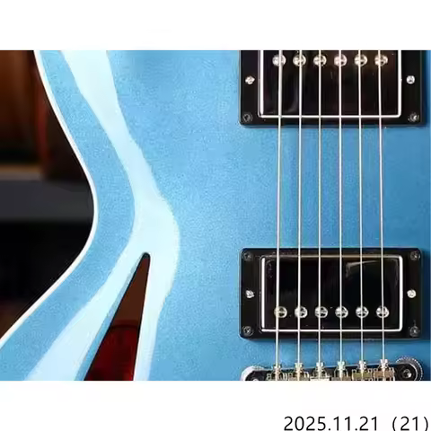 Electric guitar hollow body DG 335 metallic blue bone nut SS frets
