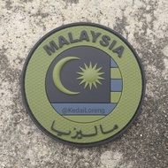 !! A00001 Patch PVC Getah 3D Jawi Round Flag Tactical OD Green High Quality