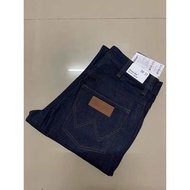 WRANGLER TEX46 กางเกงยีนส์ผู้ชาย ผ้าดิบหนังไก่ เอวกลาง ทรงกระบอก ยีนส์ไม่ยืด แรงเลอร์ สียีนส์ ราคาป้