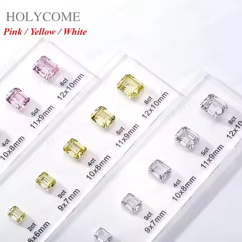 Updated Free Custom LOGO Kit Fancy Shapes CZ Diamond Carat Chart Comparison Set Reference White Pink