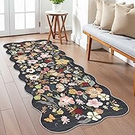 RUUGME Floral 2x5 Runner Rug: Machine Washable Hallway Runners Vintage Scalloped Rugs for Kitchen En
