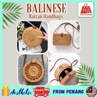 Woven Retro Vintage Rattan Sling Bag Round Bali Bag Anyaman Bag Rotan 草编包沙滩包 Straw Beg Rotan Beach R