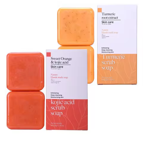 Kojic Acid & Sweet Orange Scrub Soap 70g/140g Glutathione Coconut Milk Cedar Turmeric Brightening Sc