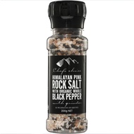 Chef's Choice Himalayan Pink Rock Salt With Organic Whole Black Pepper 200g