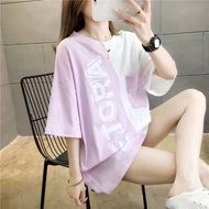 H W shop เสื้อยืดแฟชั่นผู้หญิงลายทางแขนสั้นคอกลม เนื้อผ้าดีใส่สบาย! New Fashion womens #HAN SY SOCIE