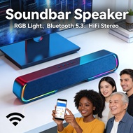 Mini Bluetooth 5.3 Speaker Soundbar RGB PC TV Laptop Subwoofer For Game USB Aux