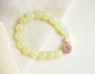 【春歸】精品天然和田玉黃口料大尺寸老型珠猛獁象牙鹽源瑪瑙手串