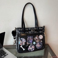 Anime Itabag Transparent Shoulder Bag - Kawaii Doll Badge Display Y2K Lattice Crossbody
