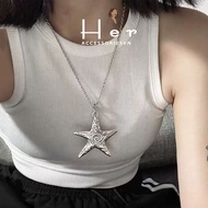 Seashell starfish shell beach necklace, y2k long necklace, personalized beach accessory Her Accessor