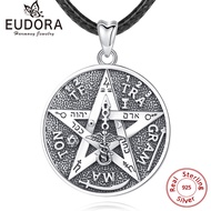 EUDORA 925 Sterling Silver Vikings Circle Nordic Runes Necklaces Amulet Vegvisir Pentagram Leather C