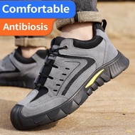 Men safety shoes shoes men work shoes low cut anti-smashing anti-piercing durable rubber sole suede 