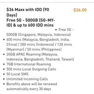 M1 Maxx $36 5G Plan | 500GB Monthly Data (SG/MY/ID) | 90 Days Validity / Top Up / Recharge / Renewal