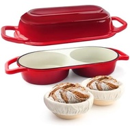 YONILL Mini Double Dutch Oven for Sourdough Bread Baking - Enameled Cast Iron Dutch Oven Pot with Li