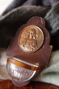 -金銀寶貝 法國耶穌十字架玻璃木質壁掛W766