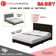 [FurnitureMartSG] Rabby Divan Bed Frame Fabric / Faux Leather Colour Options - All Sizes Available