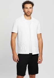 Guess Short Sleeves Poplin Border Eyelet Shirt