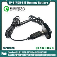 QC3.0 LP-E17 Dummy Battery DR-E18 DC Coupler &amp; Power Bank USB Cable for Canon EOS 77D 200D 250D 750D 760D 800D 850D 8000D 9000D RP