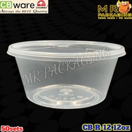 CB R12 Round Container with Lid ( 50sets± ) 380ml 12oz Disposable Plastic Food Box - Bekas Makanan B