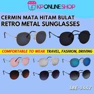 SPEK MATA HITAM BULAT CLASSIC VINTAGE SUNGLASSES ROUND METAL FRAME CERMIN MATA BULAT RETRO SBE-3447
