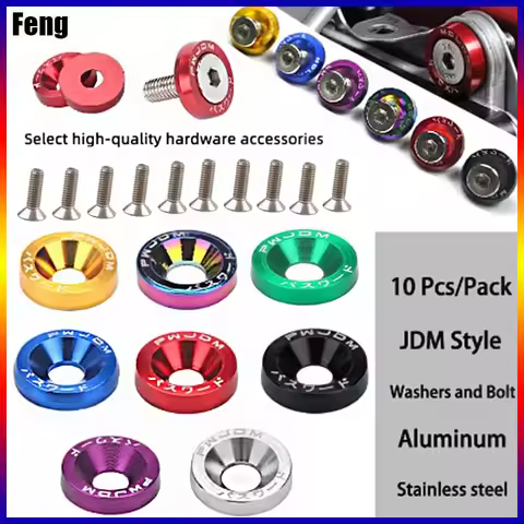 Universal 10 Pcs JDM Car Modified Hex Fasteners Fender Washer And M6 Bolt for Honda Bumper Engine Co