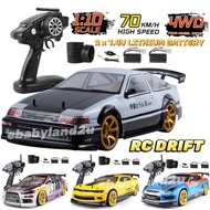 [2 Bateri Set] TURBO 70kmh RC Drift 1:10 4WD 2.4Ghz High Speed Racing Car Kereta Kontrol Drift Besar