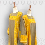 KATUN HIJAU MInea woven gamis combination cotton linen Althaf green