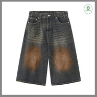 【Jettingbuy】 🔥🔥🔥 Hot Sale Cổ Điển Y2K Baggy Denim Quần Short Quần Chân Rộng Cho Phụ Nữ Và Nam Giới T