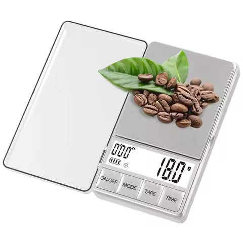 0.1g 1000g Mini Pocket Coffee Scale Timer 1kg LCD Digital Kitchen Time Scales White Backlight Jewell