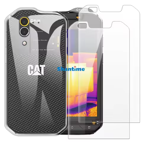 Soft Case + 2 Pack Tempered Glass Screen Protectors for CAT S60 Full-Body Protection