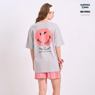 ชุดนอน SLEEPING CLOUD | Braless Perfect Duo PJs + 100% LYOCELL Pants : เสื้อยืดเทา + กางเกงขาสั้น S