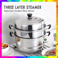 ↂ✑Stainless Steel 3 Layer Steamer Cooking Pots Cooking Pan Kitchen Pot Siomai Steamer Siopao Steamer